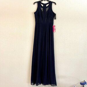 NWT Betsy & Adam Maxi Halter Dress with Lace